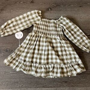 Plaid Long Sleeve Dress Caden lane NwT 3t